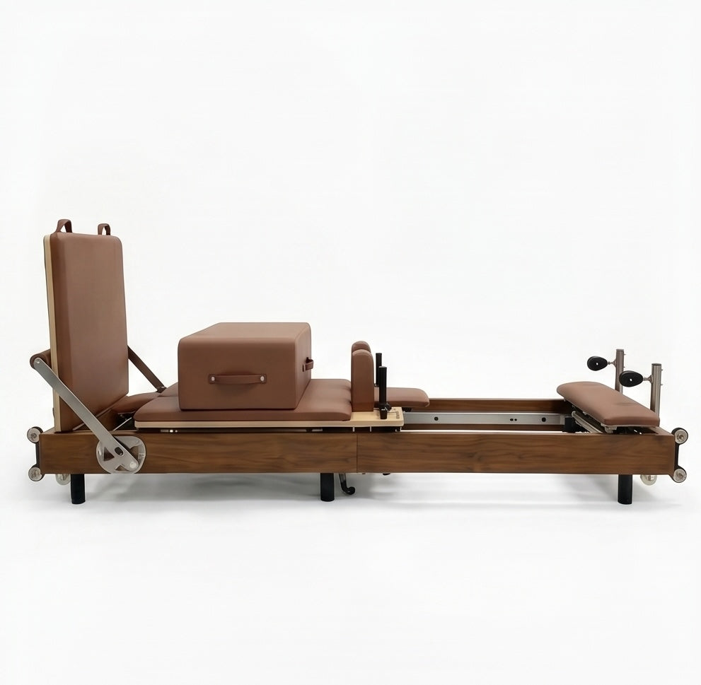 Solid Wood Pilates Reformer – Walnut Finish