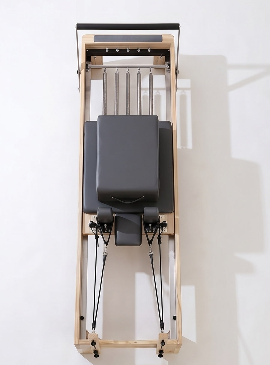 Solid Oak Wood Pilates Reformer location