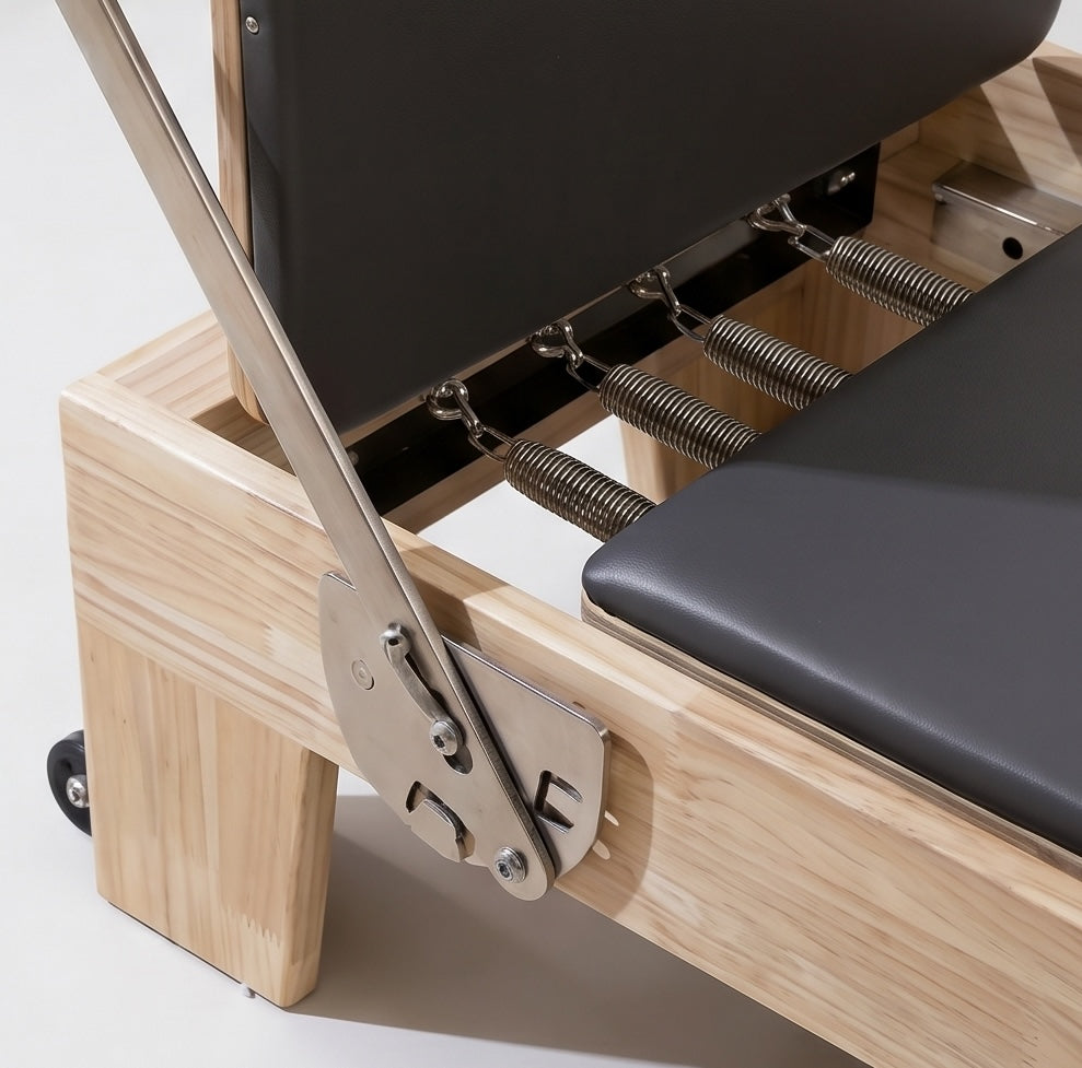 Solid Oak Wood Pilates Reformer location